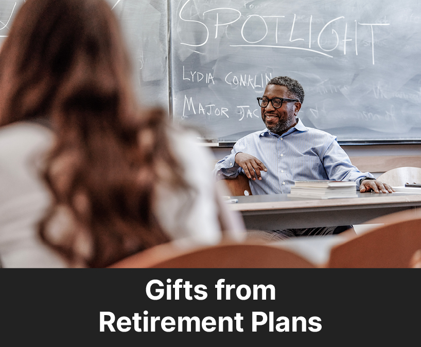Students in class. Links to Gifts of Retirement Plans