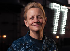 Vice Admiral (Ret.) Nora Tyson, BA’79. Links to her story